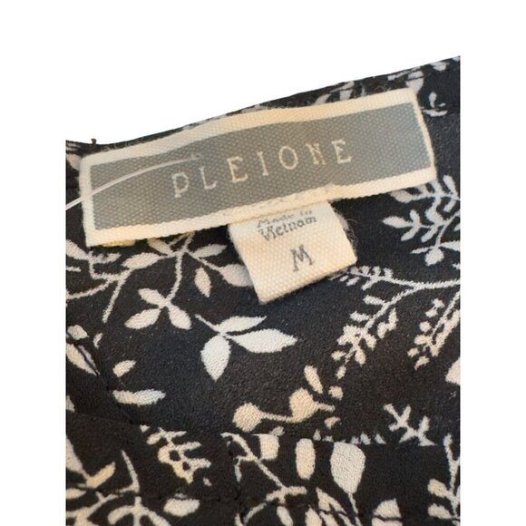 Pleione for Anthropologie Black and White Floral Blouse Top Sz M EUC Flattering - Picture 7 of 11